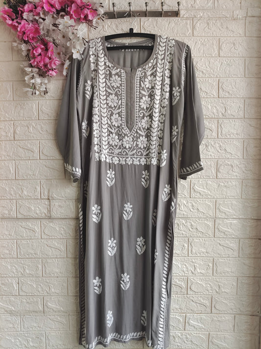 Noorani Grey Chikan Kurta