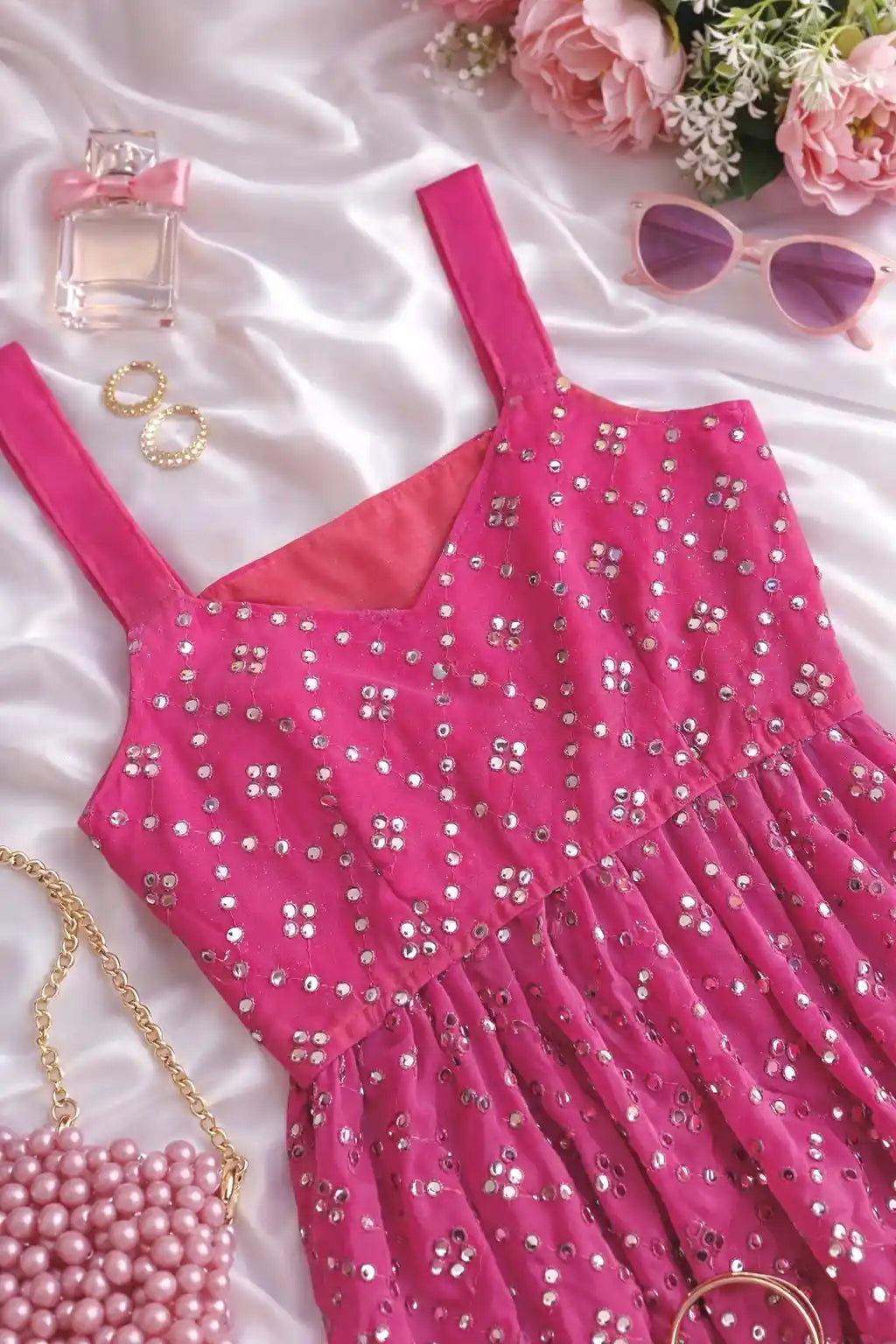 Gulnaz Peach Embellished Peplum Top