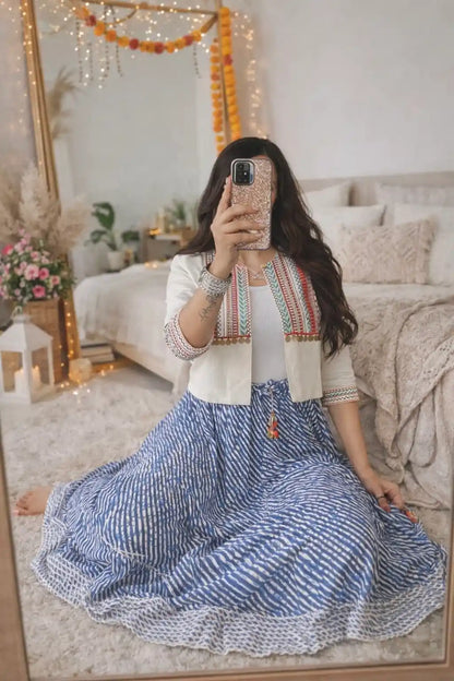 White Jaipuri Embroidered Jacket