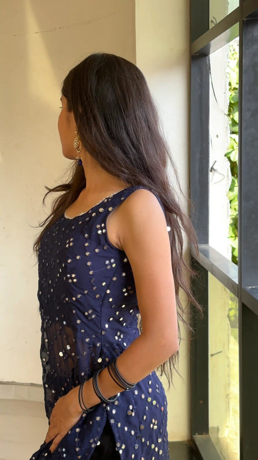 Pinal’s Blue Mirror Gulnaz Kurta - Passion for Fashion by Shivani