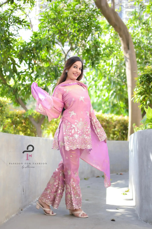 Blush Embroidered Meher Suit Set