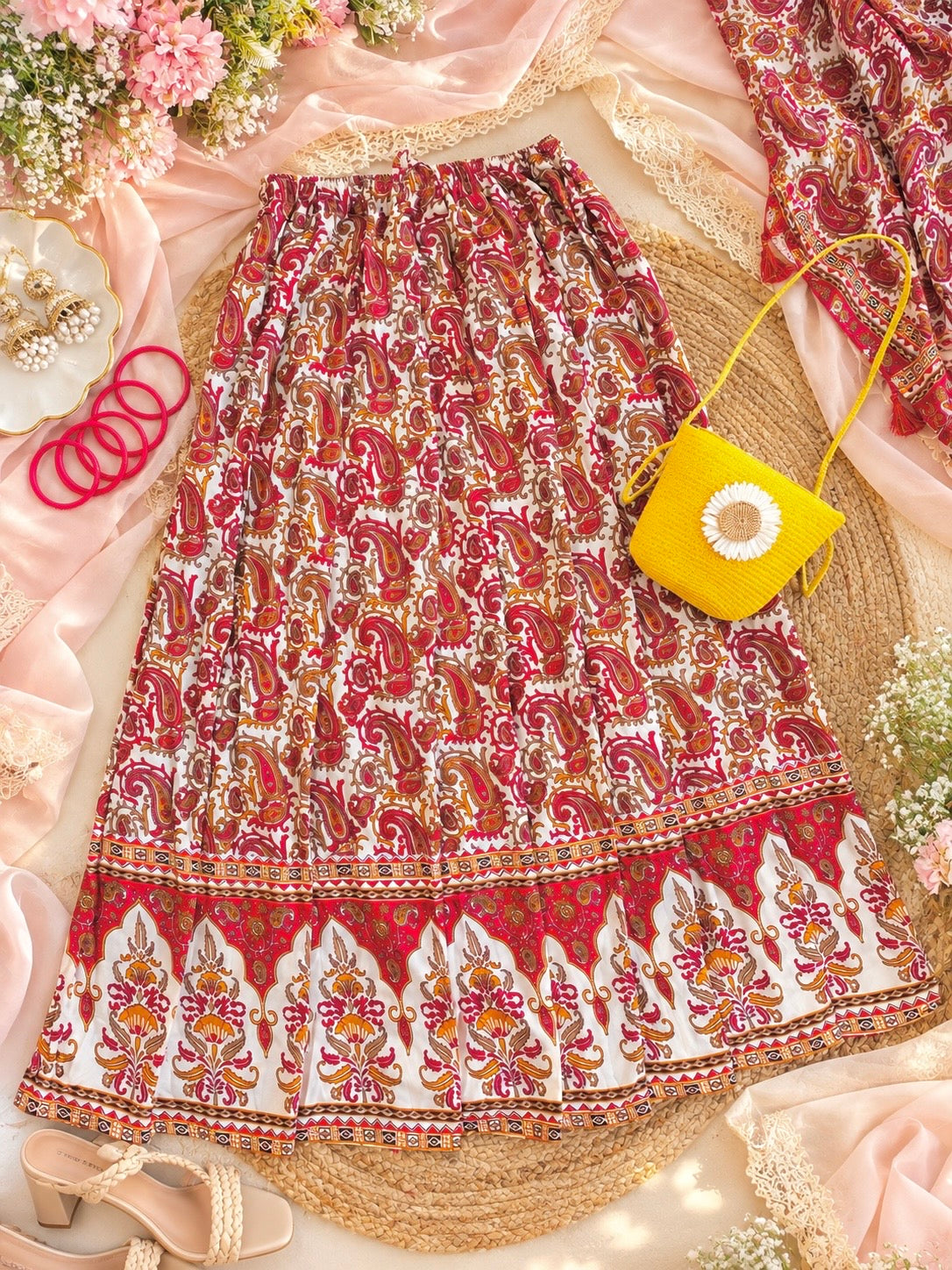 Jaipuri Paisley Flare Twirl Skirt