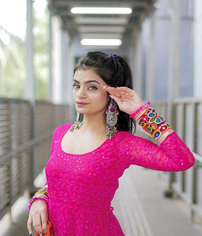 Rajvee's Hot Pink Gulnaz Anarkali