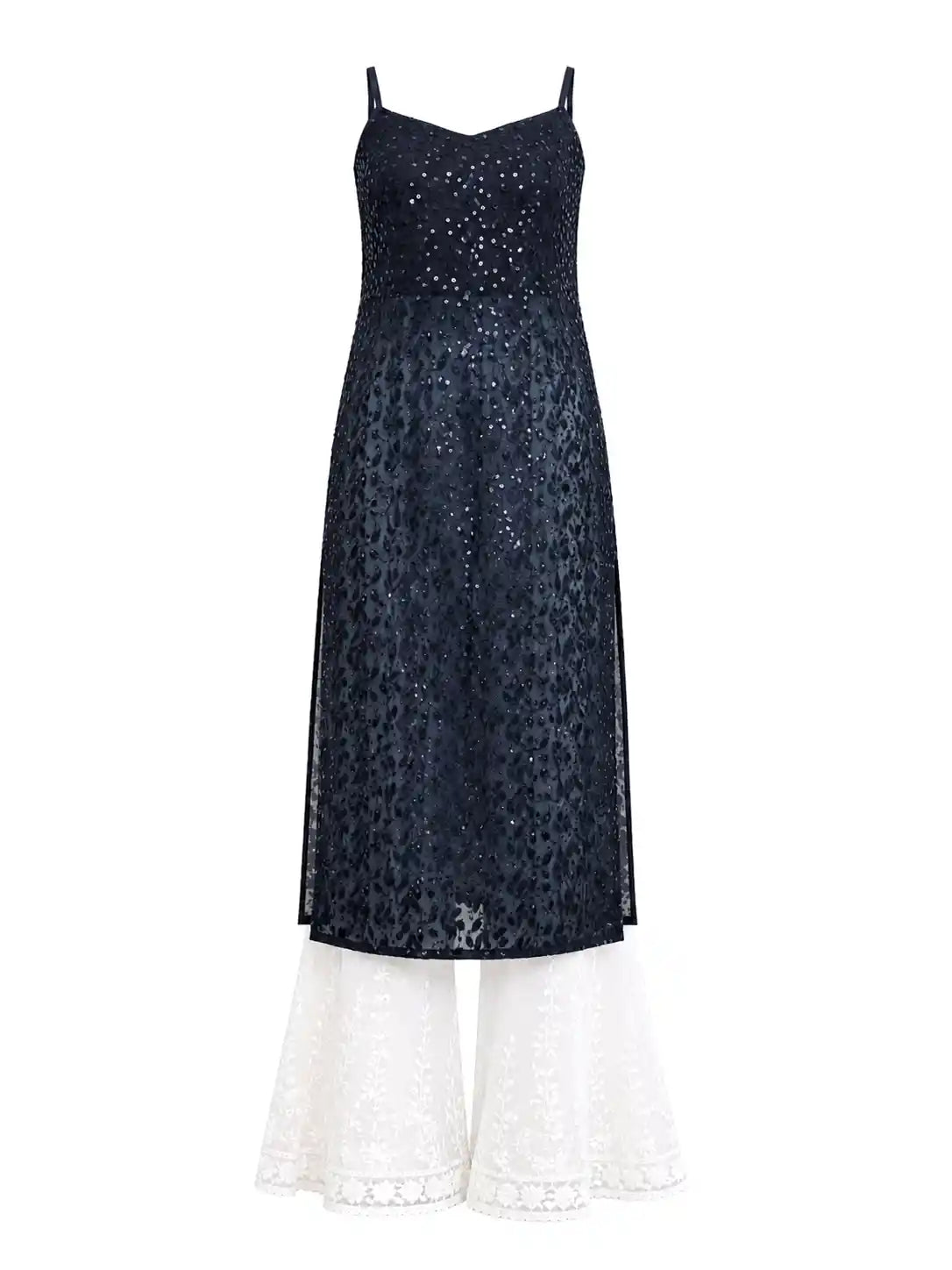 Azure Black Leaf Gulnaz Kurta