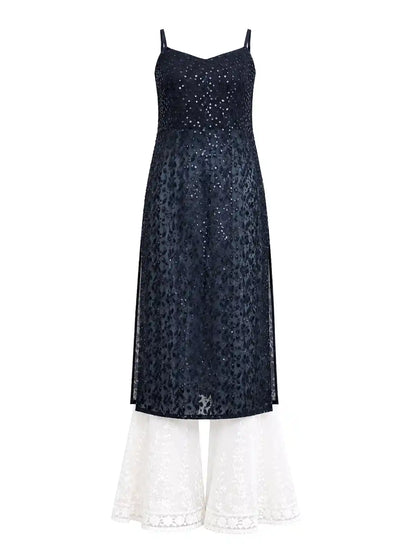 Azure Black Leaf Gulnaz Kurta