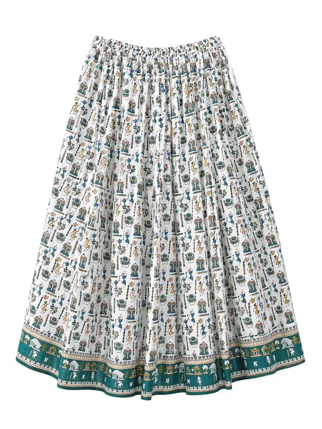 Jaipuri White Worli Twirl Skirt