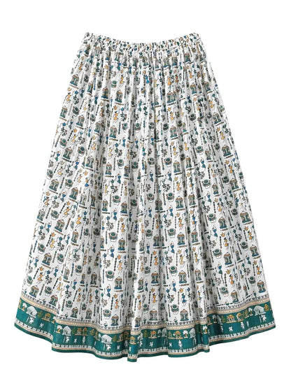 Jaipuri White Worli Twirl Skirt