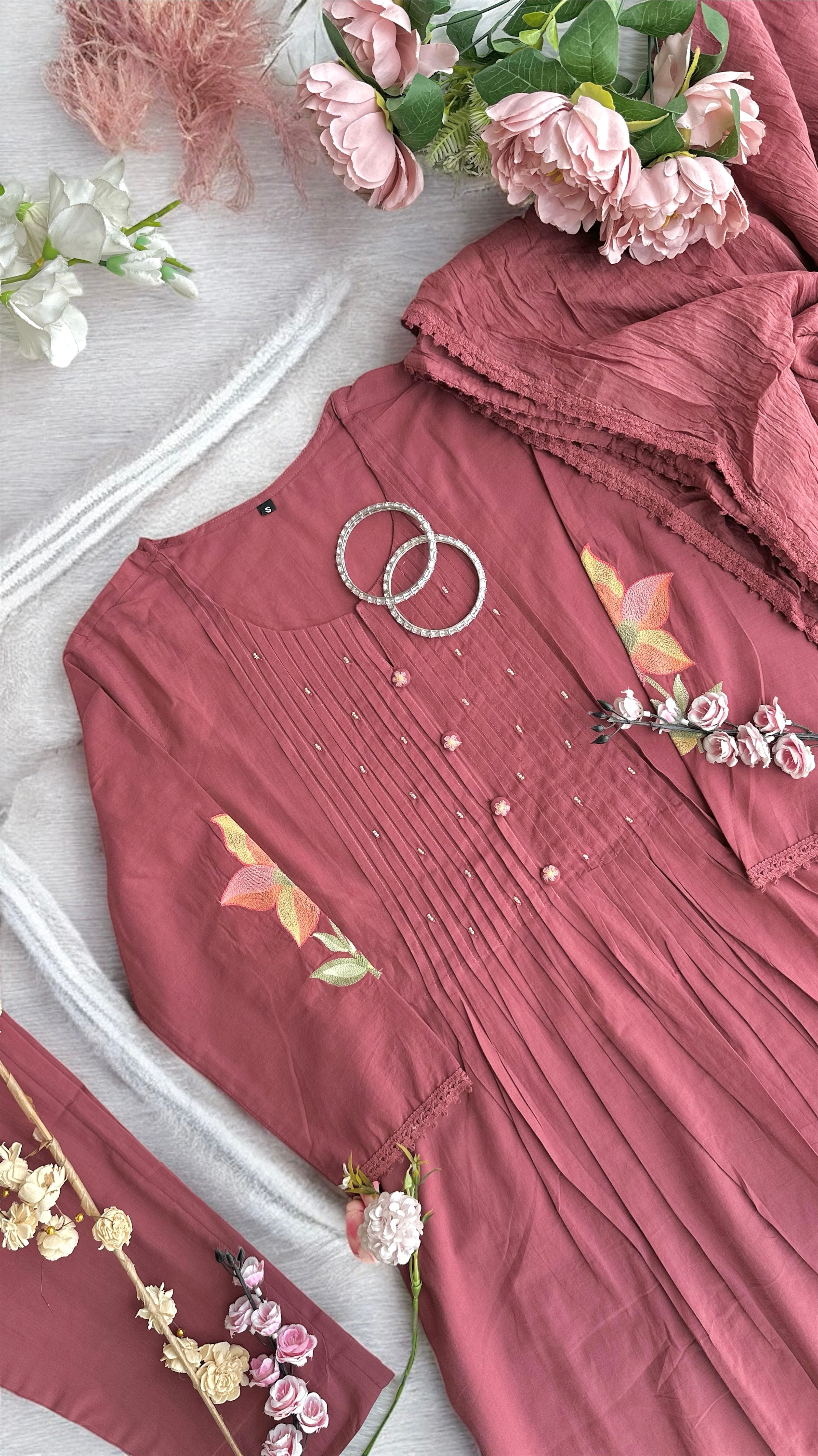Rose Embroidered Meher Suit Set