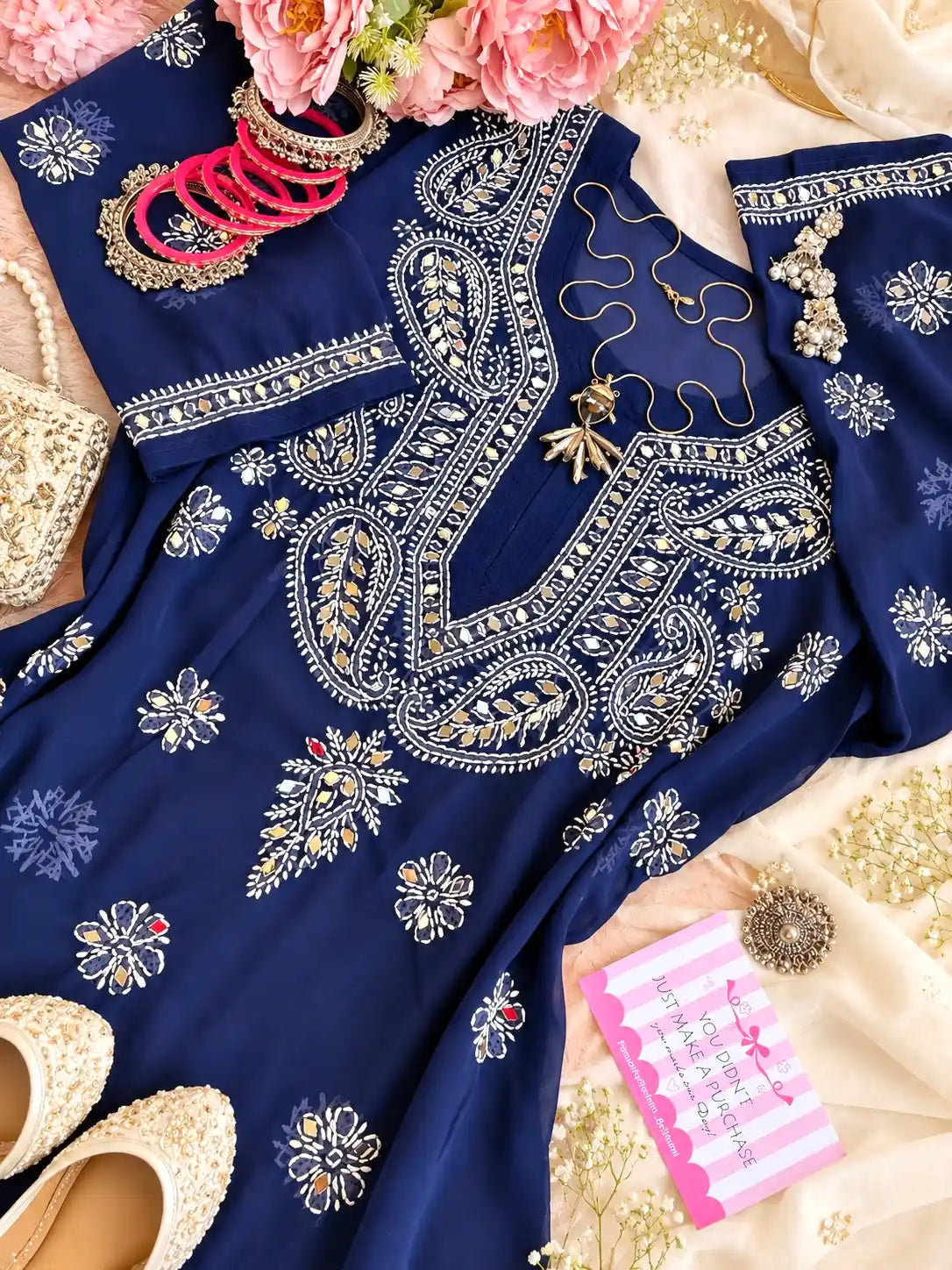 Classic Blue Rooh Chikan Kurta
