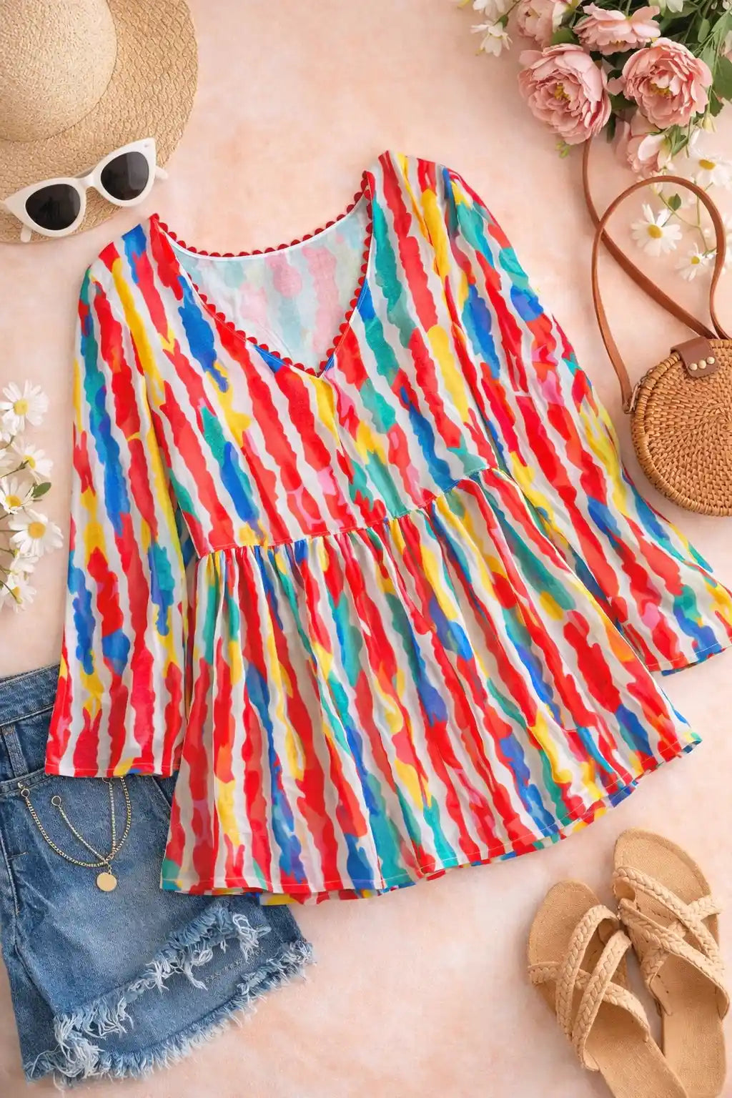 Rainbow Rush Peplum Top