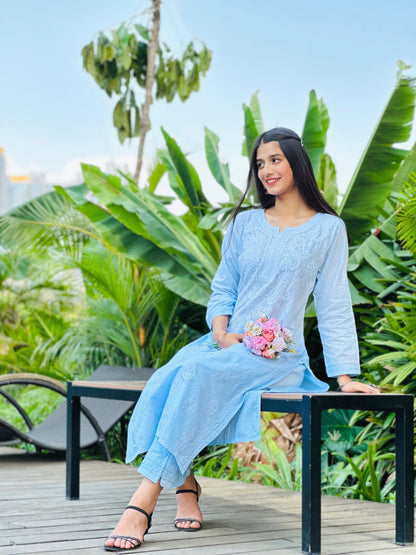 Blush Blue Chikankari Kurta Set