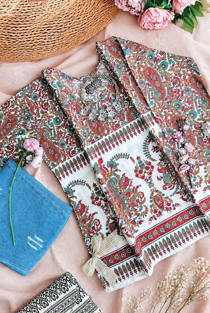 Maroon Kairi Rangriti Short Kurta