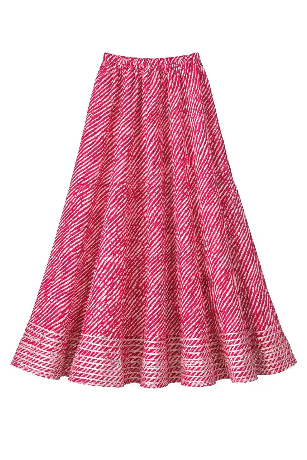 Magenta Lehriya Jaipuri Twirl Skirt