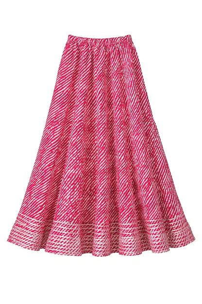 Magenta Lehriya Jaipuri Twirl Skirt