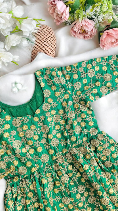 Emerald Bloom Brocade Peplum