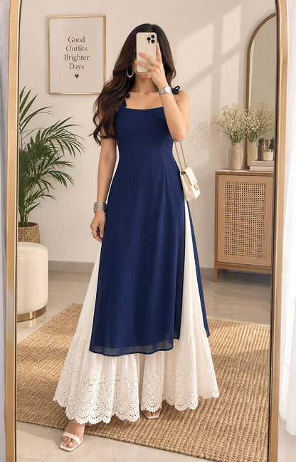 Royal Blue Georgette Gulnaz Kurta
