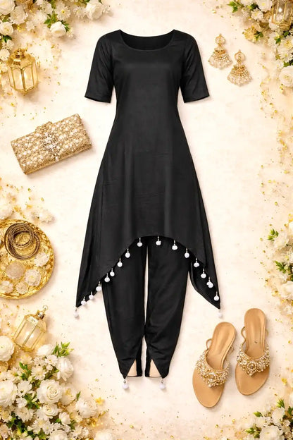Moon Black Dhoti Coord Set