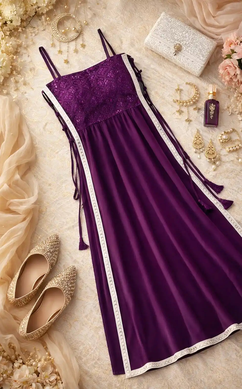 Rosy Wine Gulnaz Embroidered Kurta
