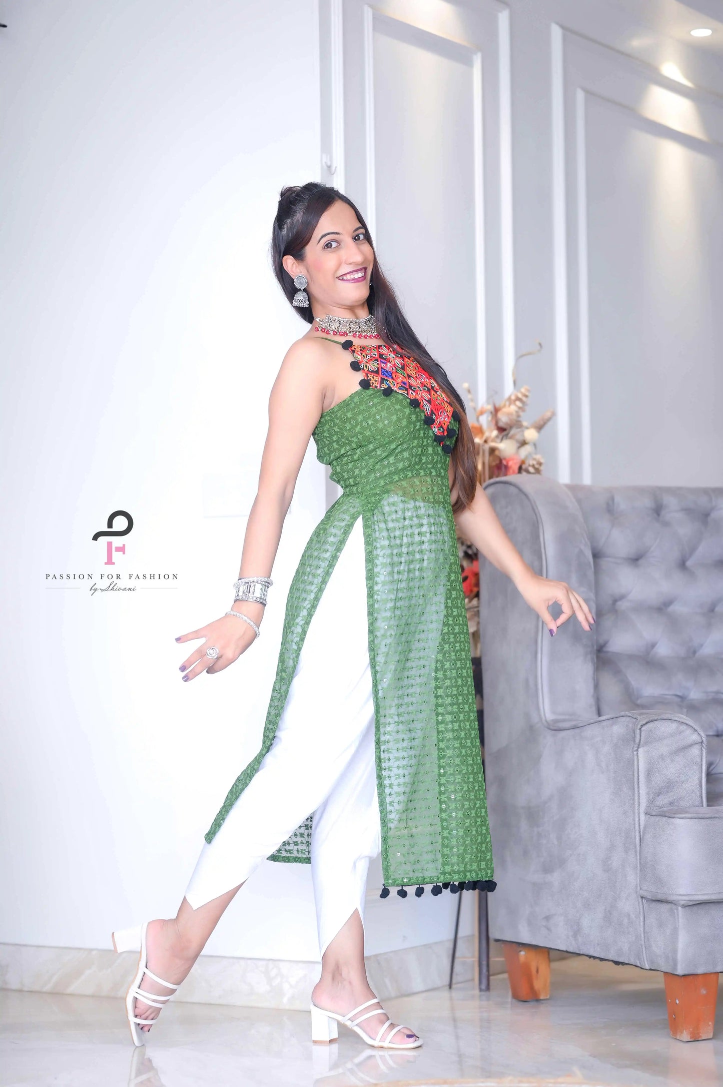 Avery Azure Gulnaz Embroidered Kurta