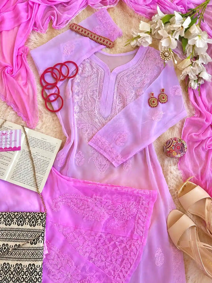 Blush Pink Nazakat Chikan Noor Set