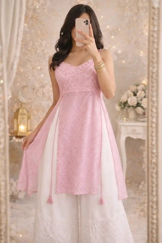 Gulnaz Pink Hand Embellished Kurta