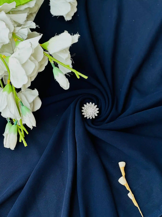Solid Blue Georgette Fabric Cut