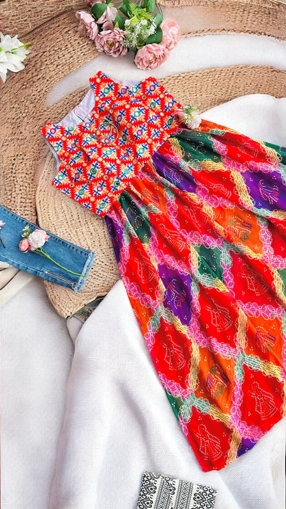 Gamti Bandhej Multicolor Gulnaz Kurta