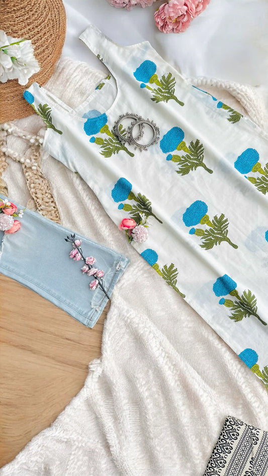 Blue Bloom Elegance Kurta