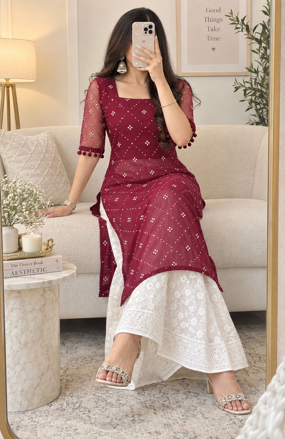 Jaaz Wine Embroidered Gulnaz Kurta