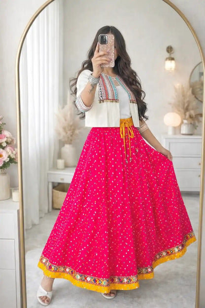 Jaipuri Pink Bandhej Twirl Skirt