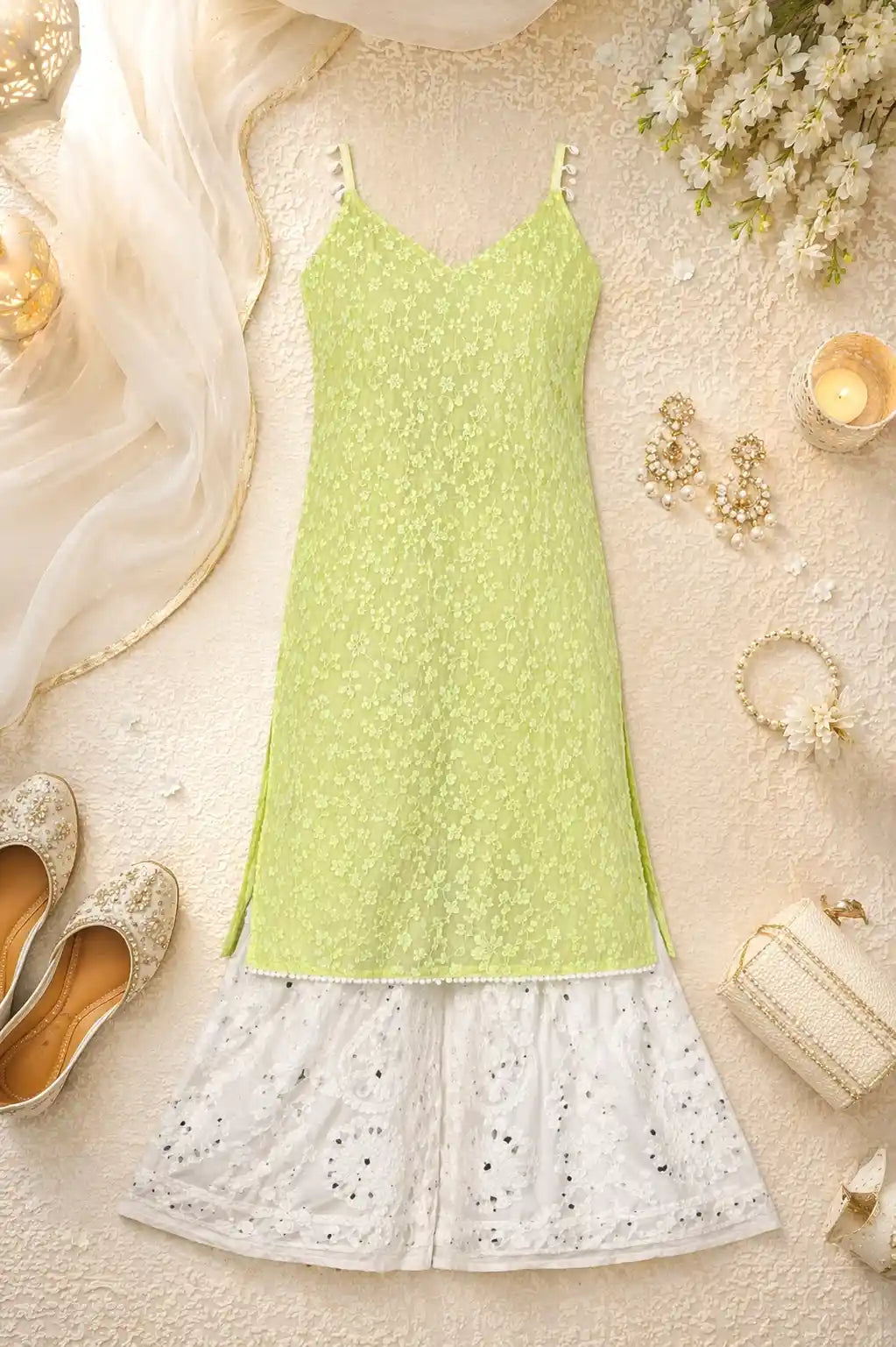 Blush Green Embroidered Gulnaz Kurta