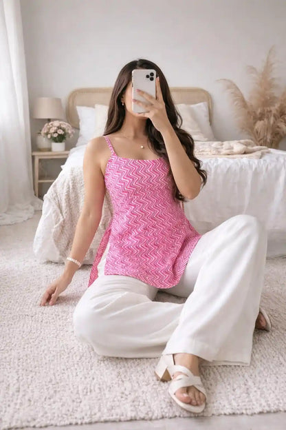 Pink Rangriti Budget Kurta