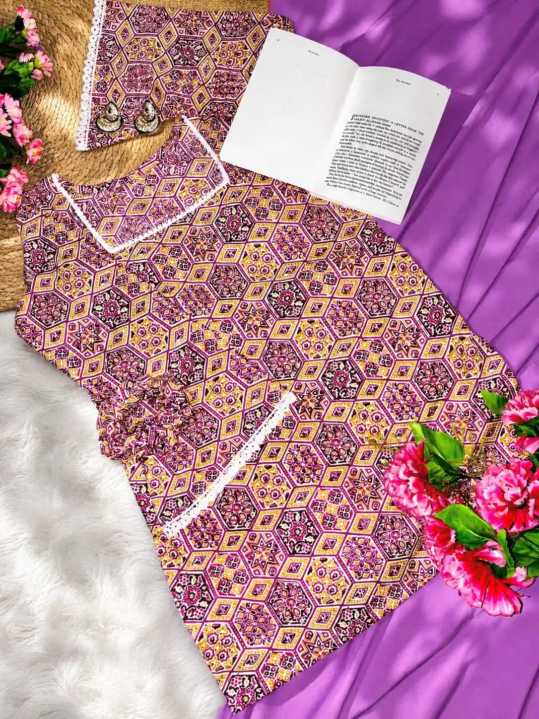 Gulnaz Vintage Mosaic Cotton Kurti