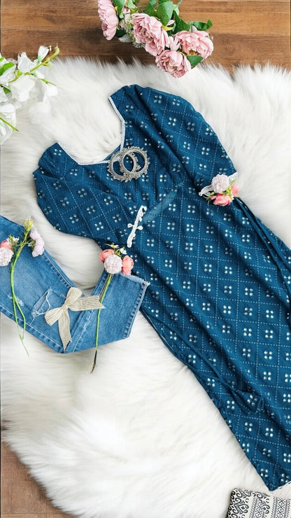 Shiraz Kerosene Blue Gulnaz Kurta
