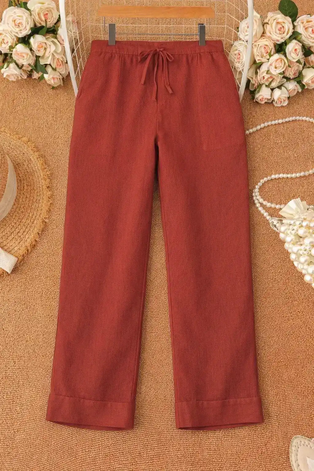 The Classy Maroon Linen Cotton Must Pick Pants - Passion for Fashion by Shivani