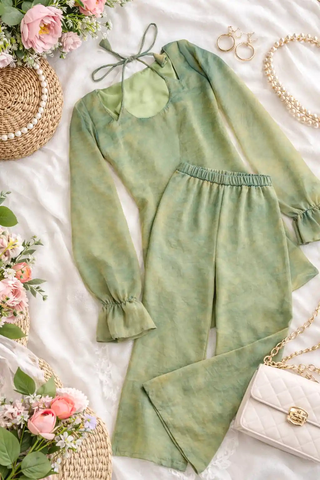 Sage Green Gulnaz Tie Up Gulnaz Set