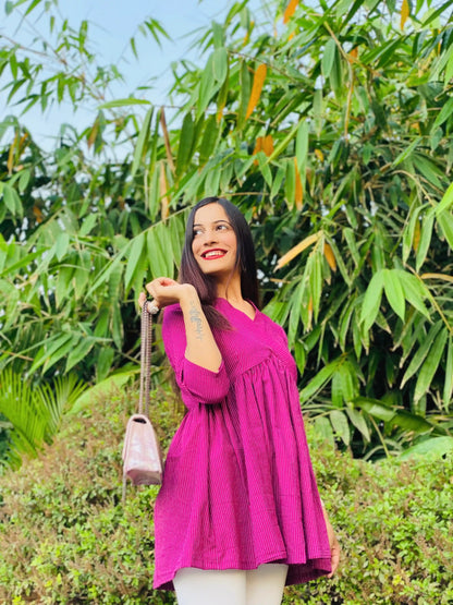 Plum Purple Jaipuri Peplum Top