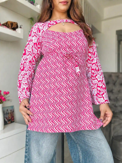 Jaipuri Pink Convertible Kurti