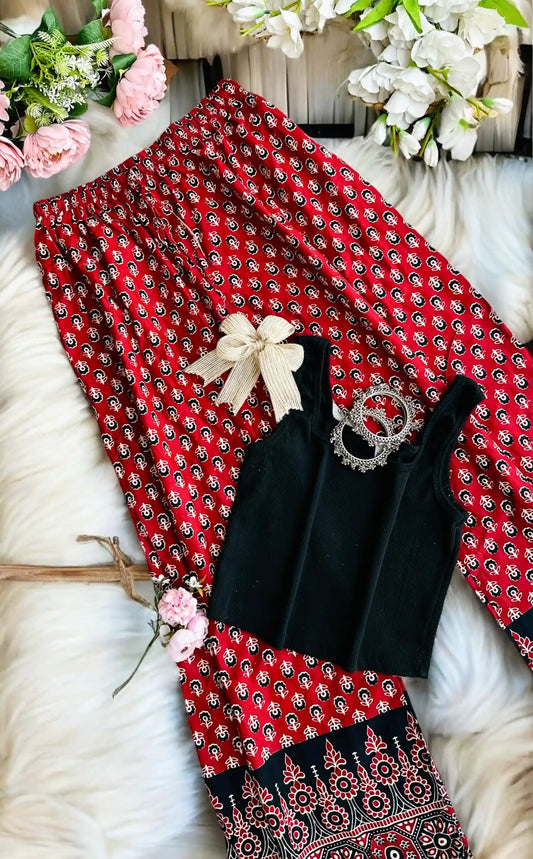 Maroon Jaipuri Palazzo Pants