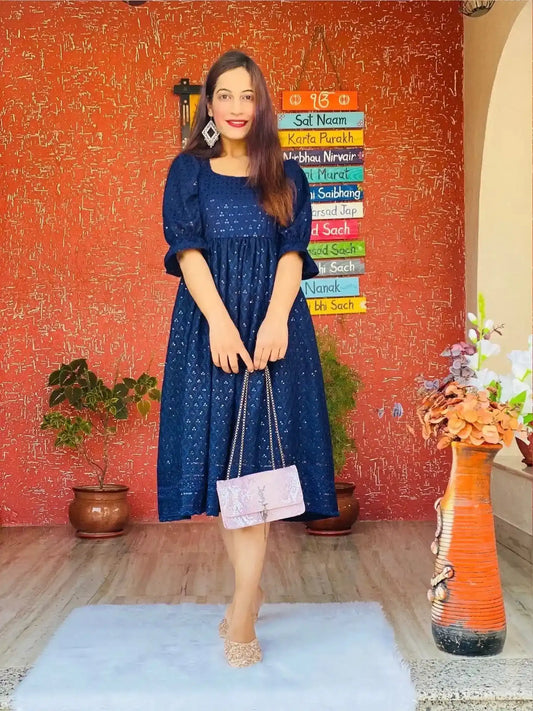 Sequence Soothing Blue Twirl Dress - Passion for Fashion by Shivani
