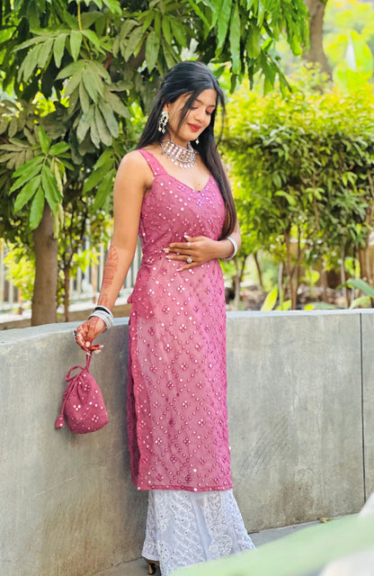 Twilight Peach Mirror Gulnaz Kurta