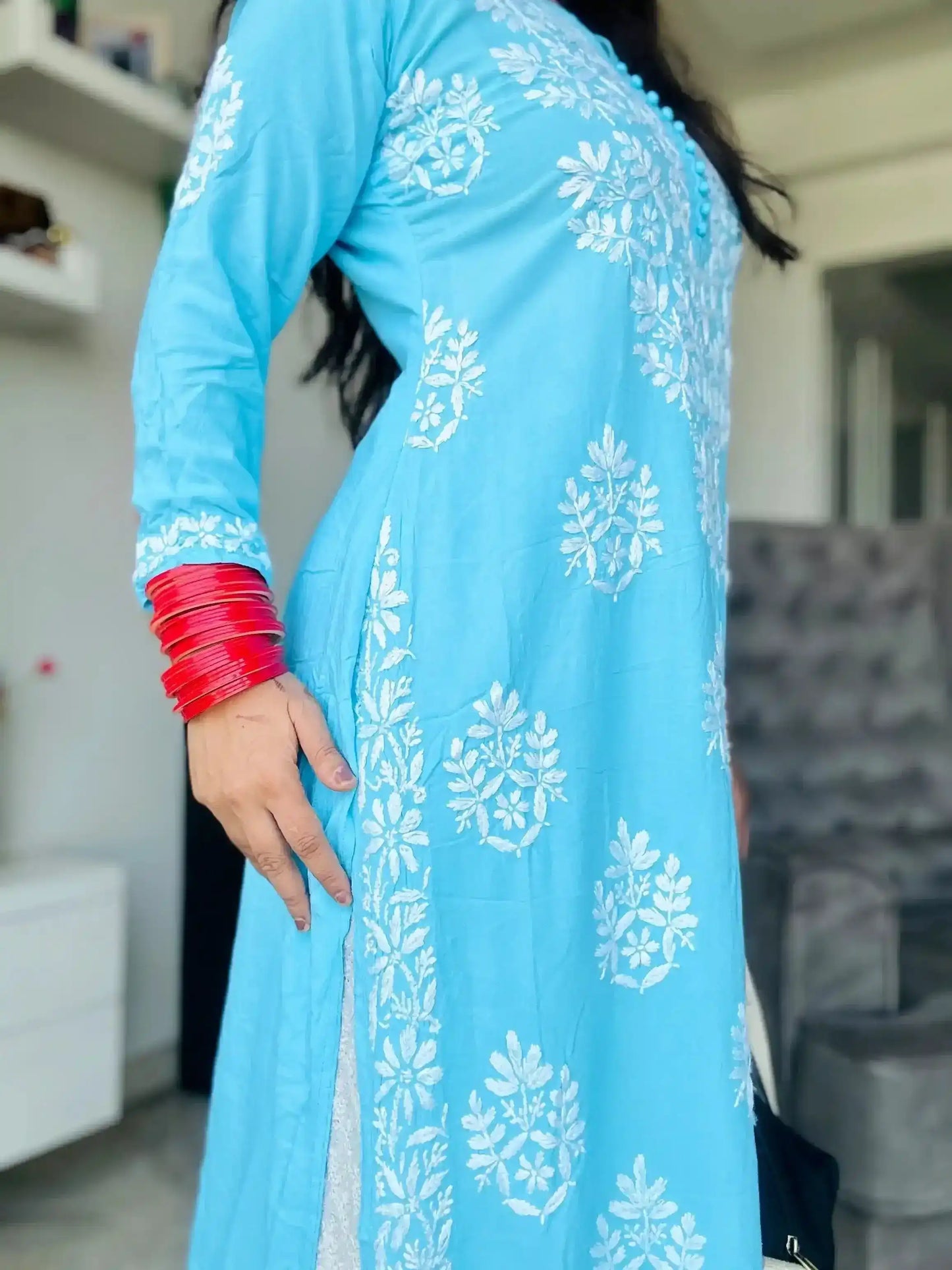 Blush Blue Gulzar Chikan Kurta