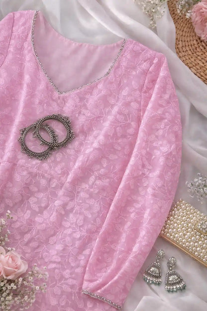 Gulnaz Blush Pink Embroidered Kurta