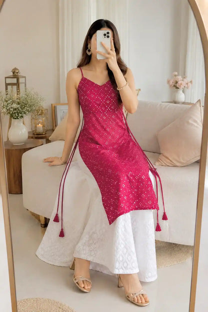 Gulnaz Maroon Hand Embellished Kurta
