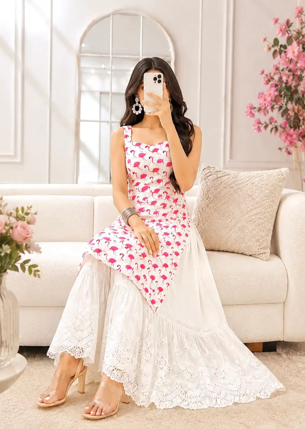 Pink Flamingo Jaipuri Gulnaz Kurta
