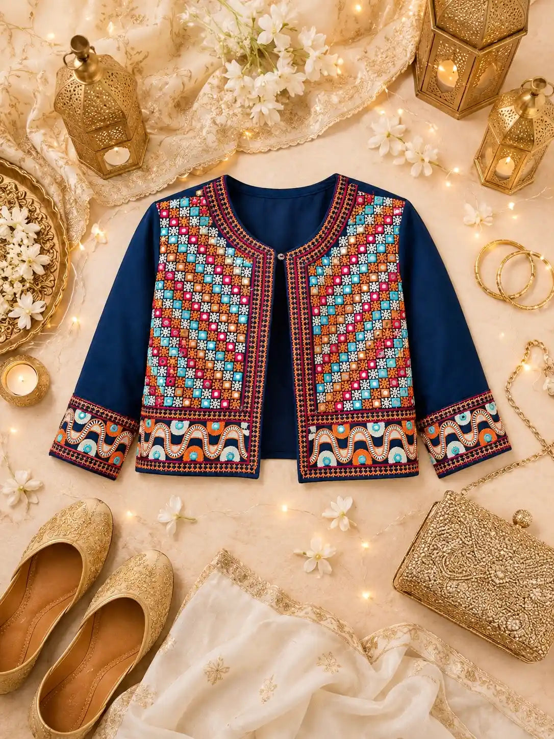 Rich Blue Embroidered Jacket