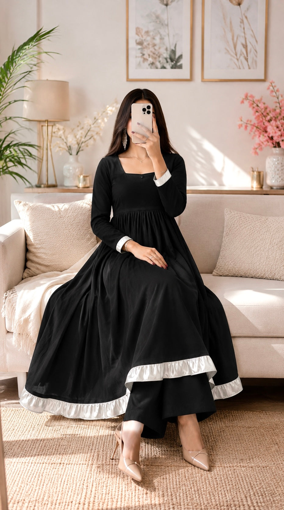 Gulnaz Black Royale Anarkali Suit Set