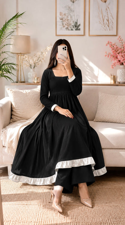 Gulnaz Black Royale Anarkali Suit Set