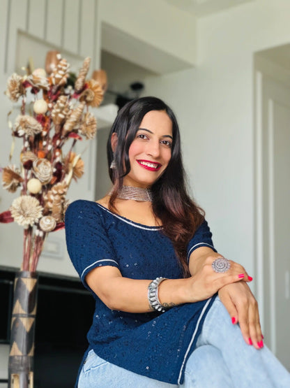 Azure Blue Sequence Gulnaz Kurta