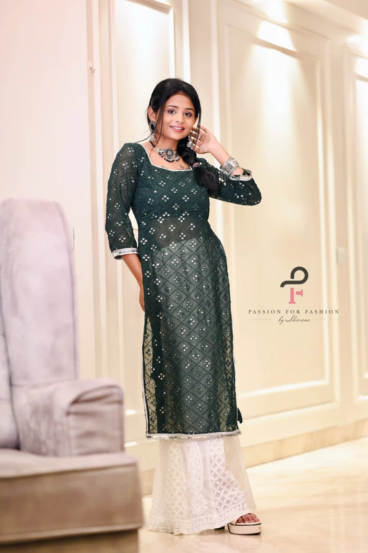 Lawn Green Embroidered Gulnaz Kurta